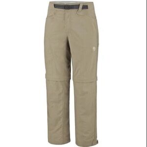 Mountain Hardwear Mesa Convertible Pants Men's 37 Large Khaki Belt Side Zip Vent